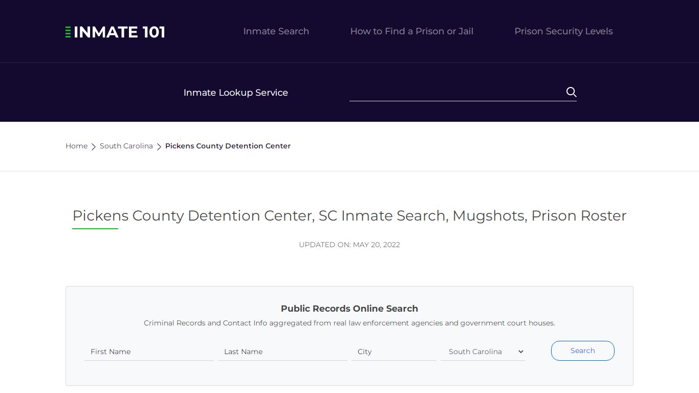 Pickens County Detention Center, SC Inmate Search ...